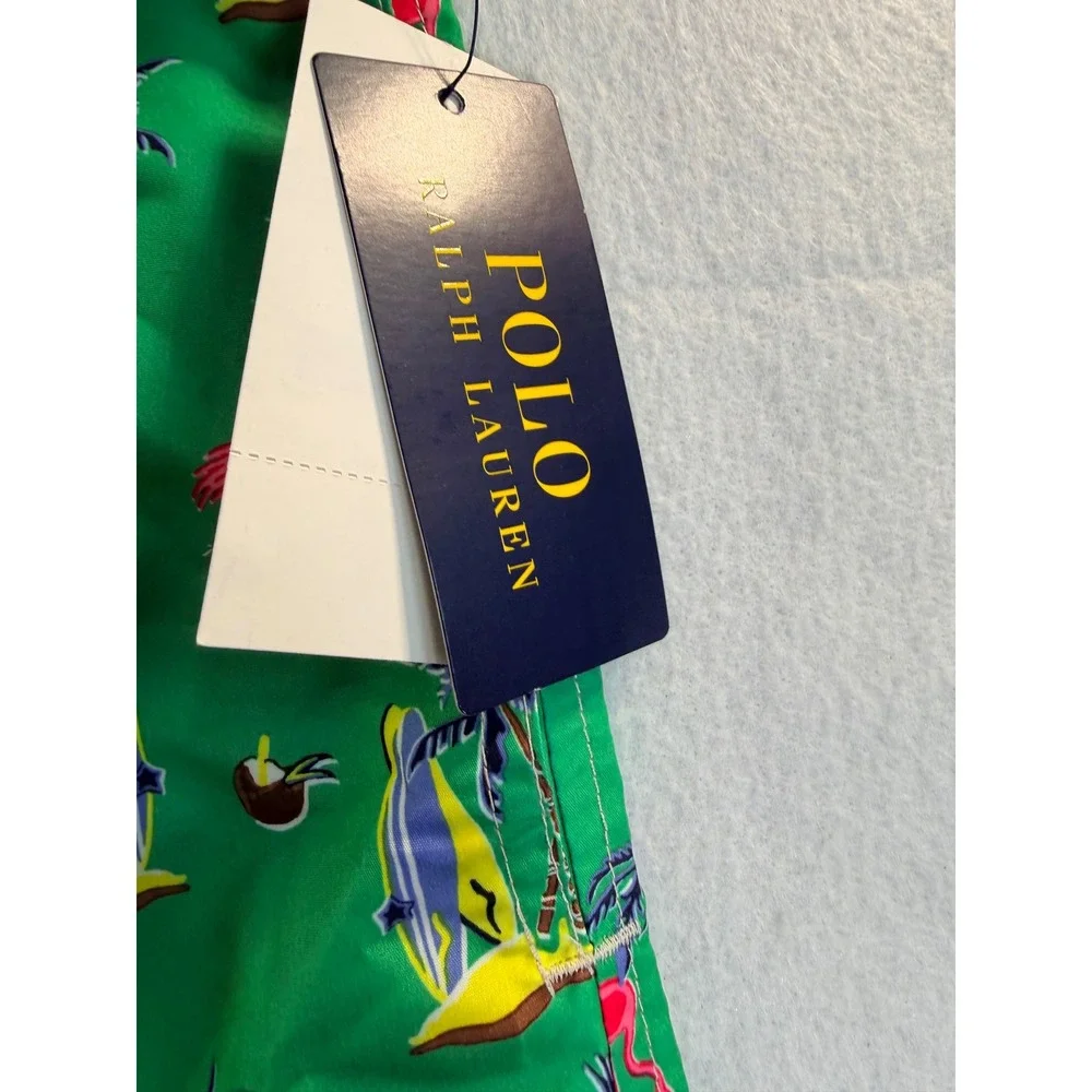 Polo Ralph Lauren Mens Green Tropical Flamingo Swim Trunks 1XB NWT 711777325001